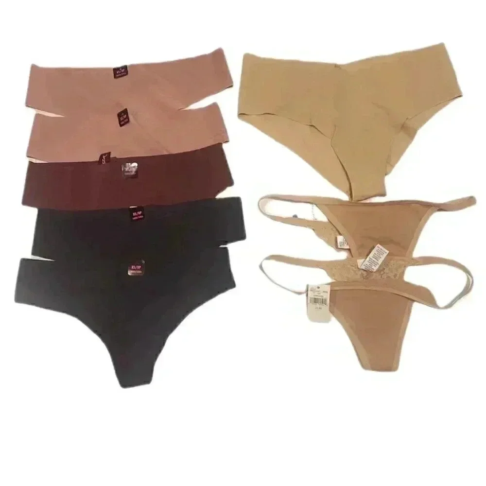 NWT lot x 8 La Senza/ Aerie lightweight no show lace thong panty underwear XS